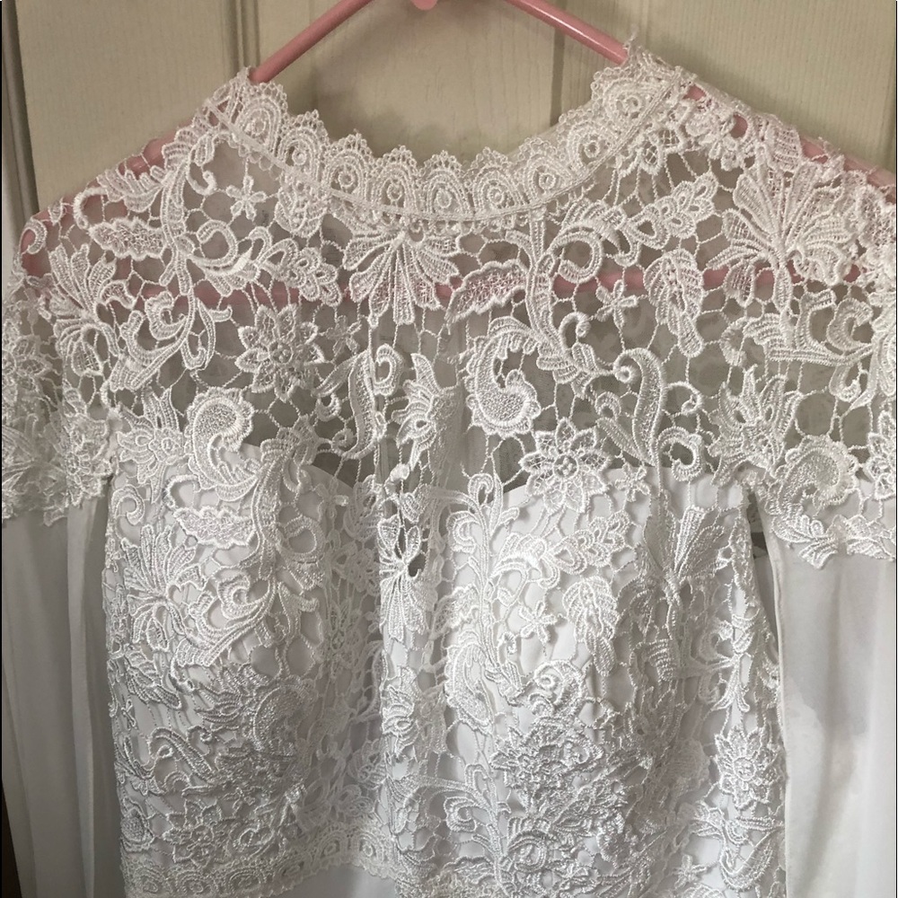 Beautiful lace white Cape Wedding Dress
